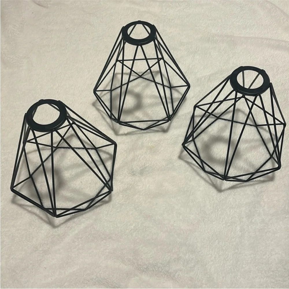 FAYMART 8.31-in x 8-in Geometric Matte Black Pendant Light Shade set of 3